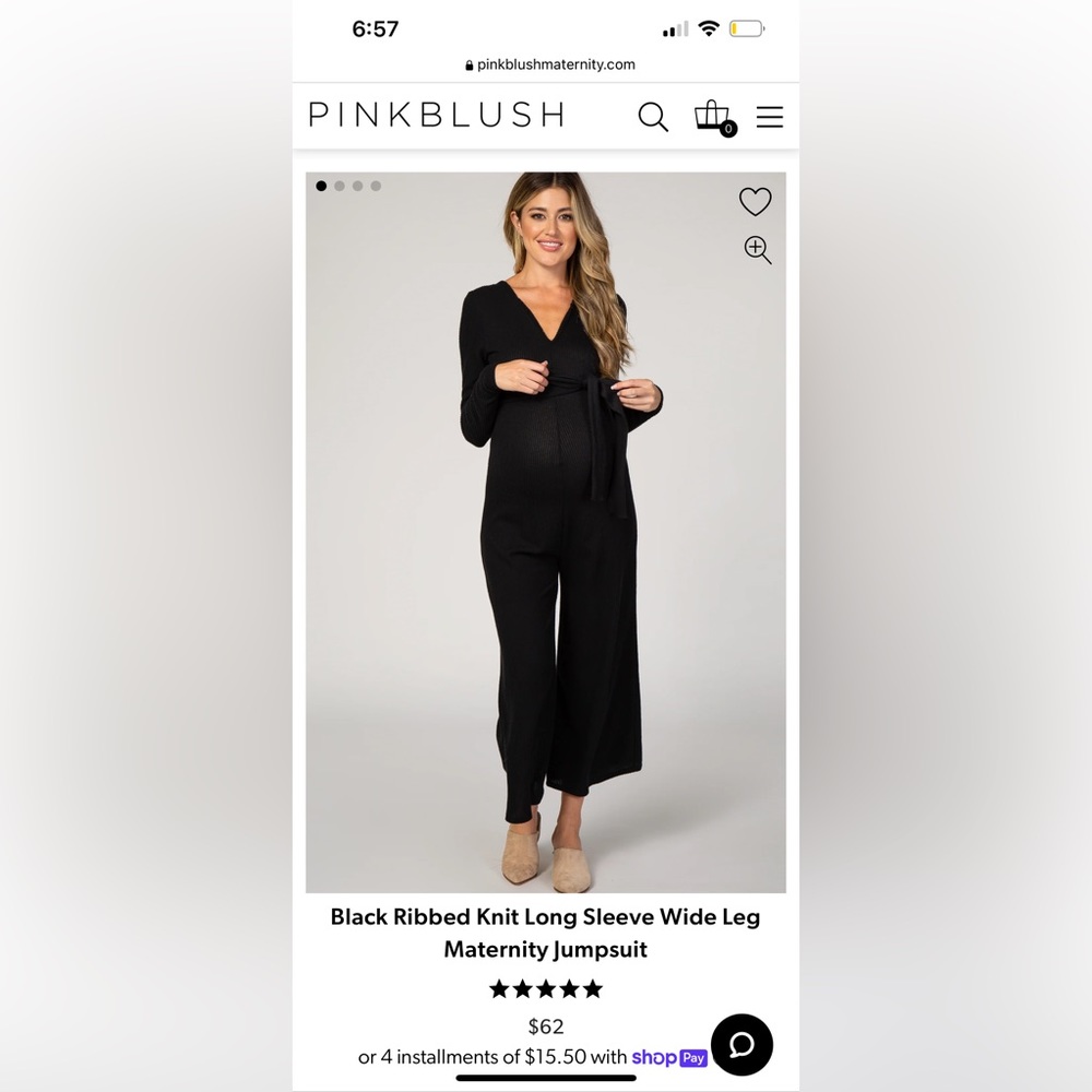 Pink Blush Two-Tone Knit Wide Leg Maternity Jumpsuit